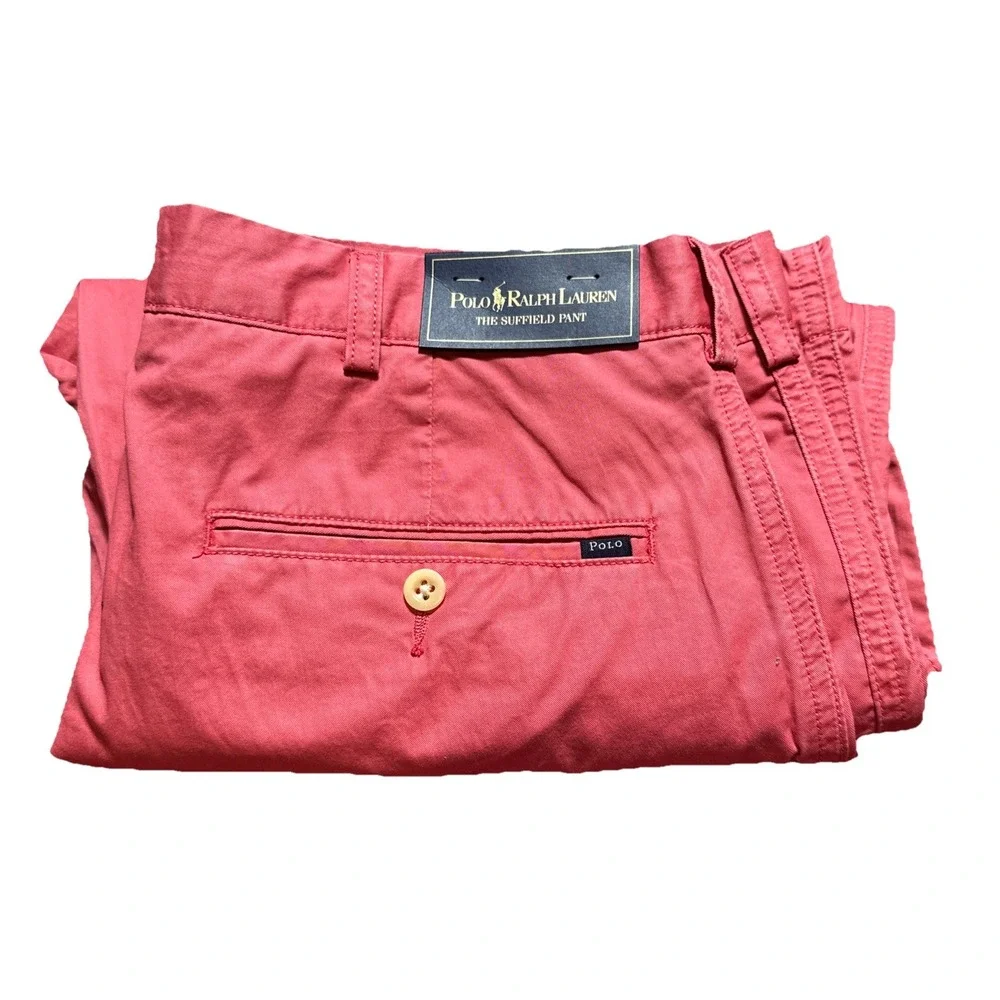 NWT Polo Ralph Lauren Suffield Chino Pants Mens 34x32 Salmon Pink Golf Preppy